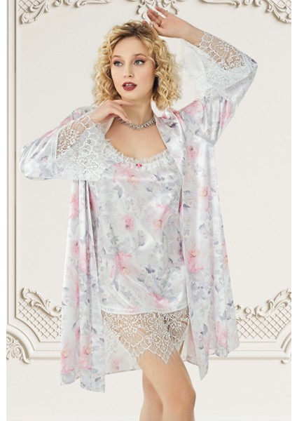 Özel Seri Tüllü Dantel Detaylı Erotik Fantezi Seksi Rahat Şık 2'li Takım - Gecelik ve Sabahlık modelleri