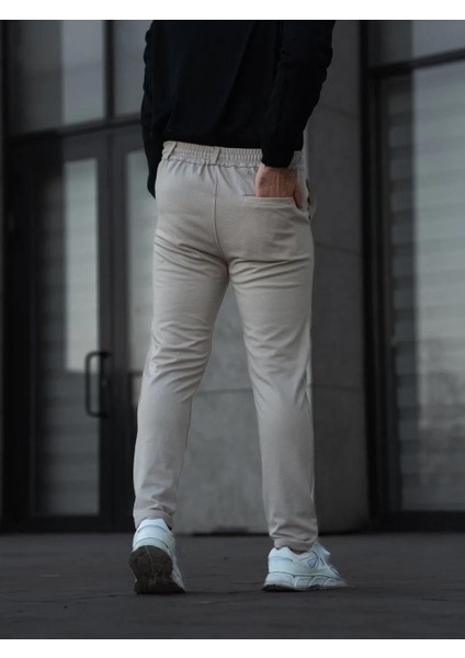 Erkek Diagonel Mikro Dokulu Cepli Pantolon - Bej fiyatları