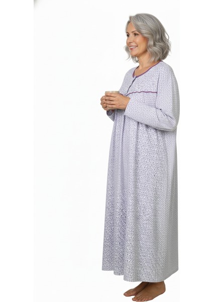 Kadın Boydan Anne Gecelik Elbise %100 Pamuk Çiçekli Desenli Rahat ve Tam Kalıp modelleri