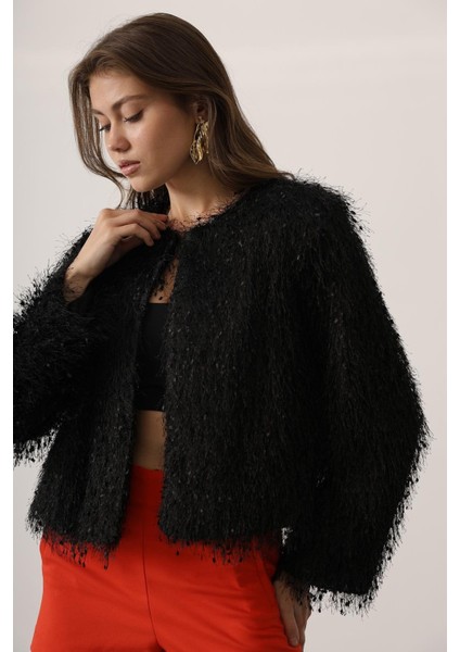 Kadın Bisiklet Yaka Astarlı Sakal Ip Ceket fiyatları