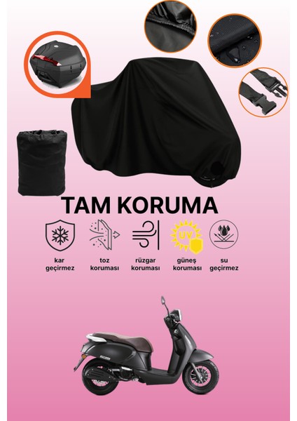 Siyah Arka Çanta Uyumlu Rks Ltm 125 Uyumlu Motosiklet Brandası, Koruyucu Örtü