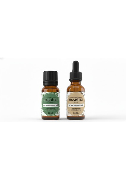 Keten Tohumu & Çay Ağacı Yağı Seti 30 ml + 10 ml – Saf ve Doğal