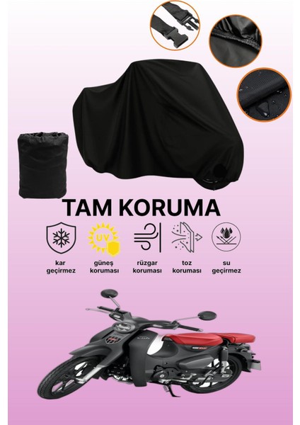 Siyah Honda C125 Super Cub Uyumlu Motor Branda, Koruyucu Örtü, Motosiklet Brandası