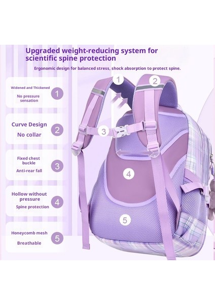 Yeni Ilkokul Öğrencileri Okul Çantası Damalı Kız Omurga Koruması Büyük Kapasiteli Sırt Çantaları (Yurt Dışından) indirimleri