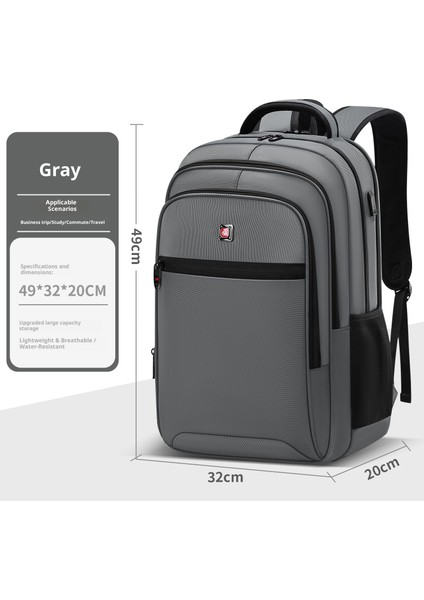 Erkek Büyük Kapasiteli Ortaokul ve Lise Öğrencileri Okul Çantası Basit Eğlence Omuzları Azaltılmış Sırt Çantaları (Yurt Dışından)