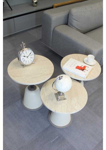 Milano Zigon Sehpa Traverten Mdf - Zigon Sehpa 3'lü fiyatları