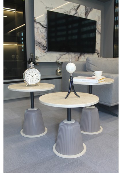 Milano Zigon Sehpa Traverten Mdf - Zigon Sehpa 3'lü fiyatları