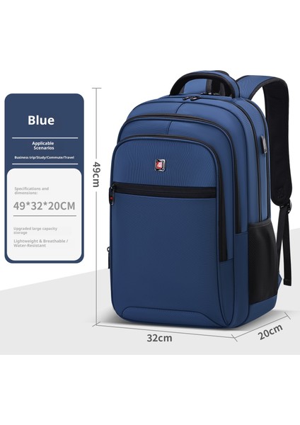 Erkek Büyük Kapasiteli Ortaokul ve Lise Öğrencileri Okul Çantası Basit Eğlence Omuzları Azaltılmış Sırt Çantaları (Yurt Dışından)