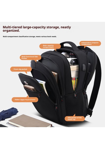 Erkek Büyük Kapasiteli Ortaokul ve Lise Öğrencileri Okul Çantası Basit Eğlence Omuzları Azaltılmış Sırt Çantaları (Yurt Dışından) indirimleri