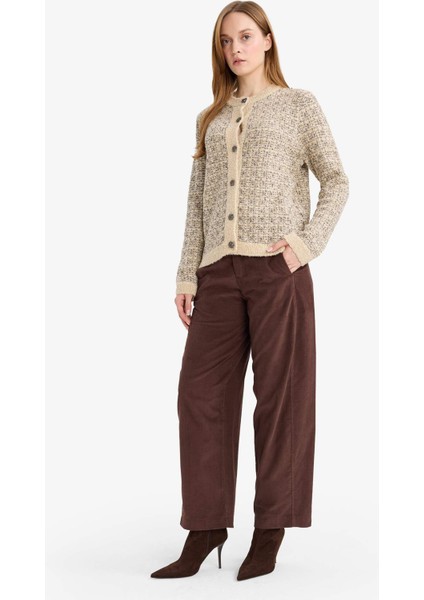 Baggy Fit Fitilli Kadife Pantolon F4280AX25WN fiyatları