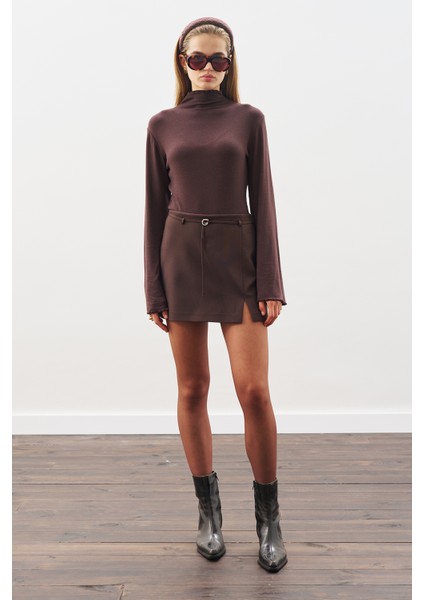 Balıkçı Yaka Bluz Acı Kahve fiyatları