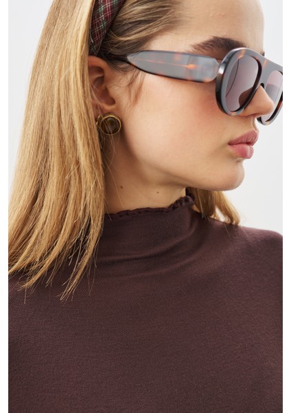 Balıkçı Yaka Bluz Acı Kahve modelleri