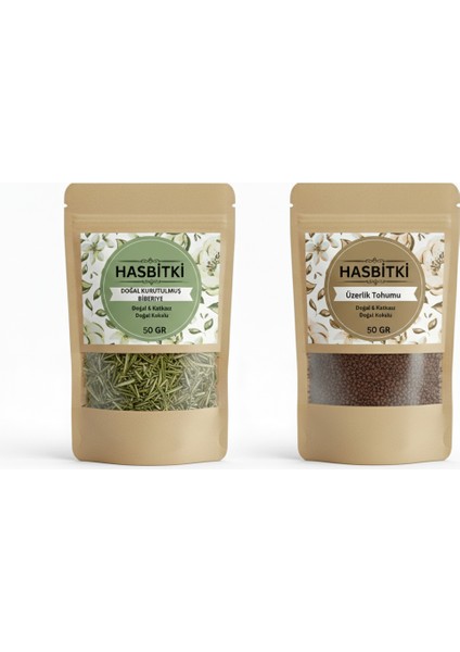 Biberiye & Üzerlik Tohumu Seti 2×50 G – Doğal Bitkisel Karışım