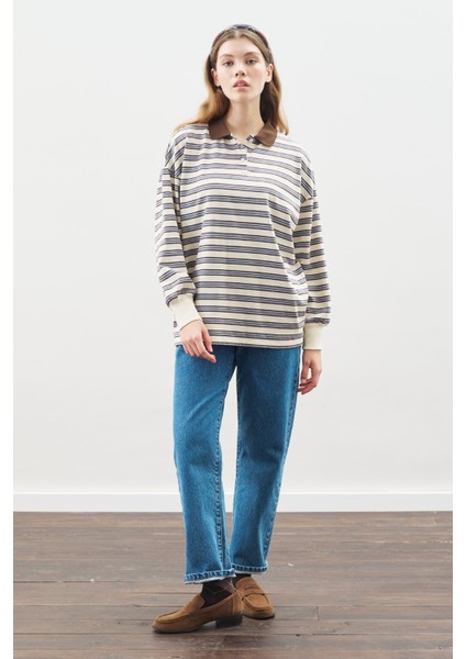 Polo Yaka Oversıze Tshırt Mavi fırsatları