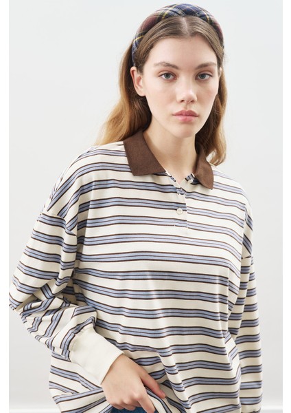 Polo Yaka Oversıze Tshırt Mavi indirimleri