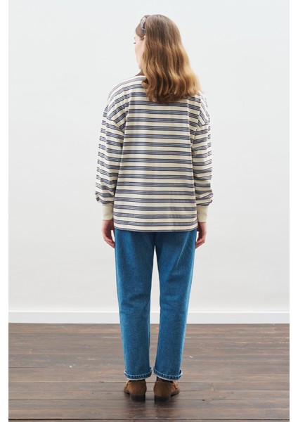 Polo Yaka Oversıze Tshırt Mavi