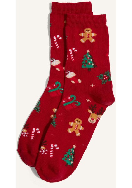 Kadın Yılbaşı Temalı 2'li Pamuklu Uzun Çorap fiyatları