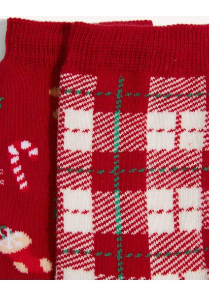 Kadın Yılbaşı Temalı 2'li Pamuklu Uzun Çorap modelleri