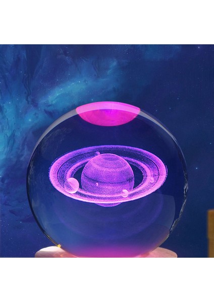 Kişiye Özel Büyük Boy Işıklı Ahşap Kaideli Satürn Cam Küre 8cm fırsatları