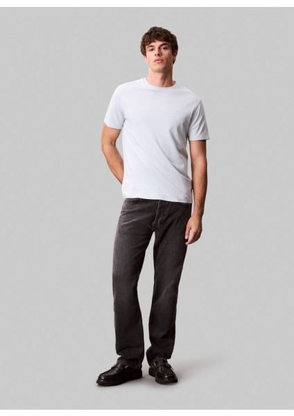 Bisiklet Yaka Mavi Erkek T-Shirt LV04LB275GCIQ_SS Supıma Chest Emb C