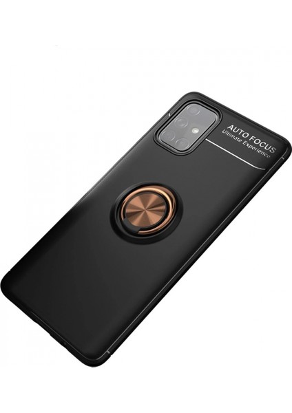 Samsung Galaxy M31S Kılıf Range Yüzüklü Silikon - Siyah-Gold (K95)