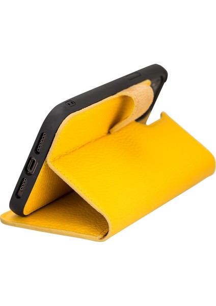 Apple iPhone 12 Pro Max Uyumlu Deri Cüzdanlı Kılıf FL12 Sarı indirimleri
