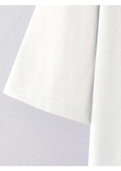 No Risk No Story Baskılı Oversize Bisiklet Yaka T-Shirt - Beyaz fırsatları