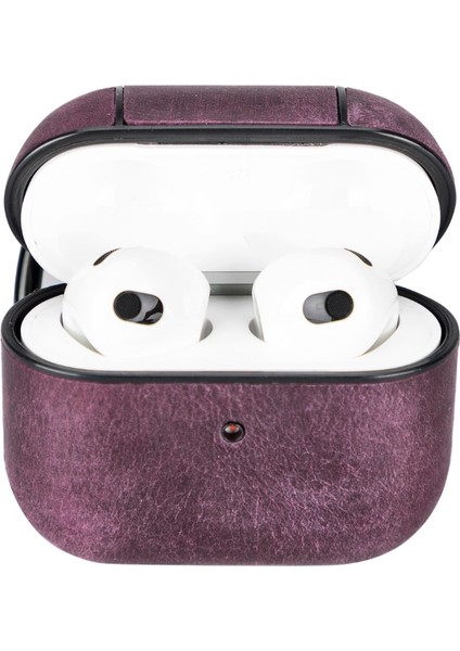Apple Airpods 3.nesil Uyumlu Deri Kılıf Juni Aa7 Mor