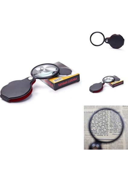 5x 60MM Cam Optik Lens Katlabilir Deri Kaplamalı Cep Büyüteç XX1051