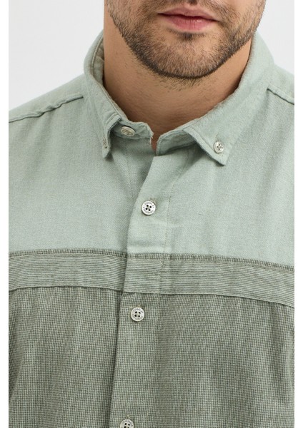 Premium Slim Fit Yün Karışımlı Kontrast Parçalı Uzun Kollu Gömlek fırsatları