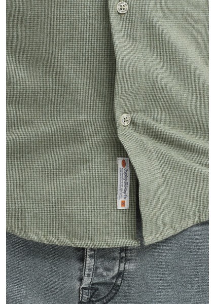 Premium Slim Fit Yün Karışımlı Kontrast Parçalı Uzun Kollu Gömlek indirimleri