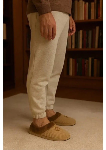 Nordik Erkek Panduf Bohça Fitilli Kadife Kumaş Nakışlı Rahat Yumuşak Taban Kürklü Ev Içi Ayakkabı modelleri