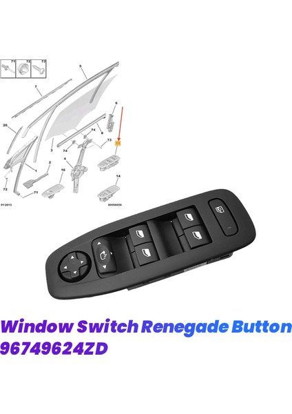 Peugeot 208 2008 SAU54270 Sürücü Cam Kaldırma Anahtarı Için Ön Sol Elektrikli Cam Anahtarı Renegade Düğmesi 96749624ZD (Yurt Dışından) fiyatları
