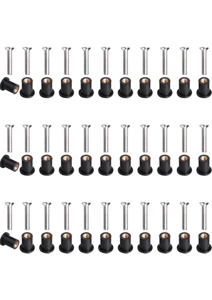 30 Pairs M5 Neopren Kuyu Somunları Paslanmaz Çelik Çapraz Başlı Cıvata Kuyu Somunları Kiti Kayık Motosiklet Ön Cam (Yurt Dışından)