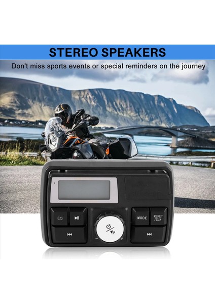 Motosiklet Ses Mp3 Radyo Ses Sistemi Stereo Hoparlörler Bluetooth Su Geçirmez Fm 5 Eq Fonksiyonları LCD Ekran USB / Sd / Tf (Yurt Dışından) indirimleri