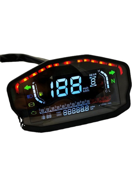Honda Ducati Kawasaki Suzuki Için Dijital Motosiklet Hız Göstergesi LED Gösterge Paneli Rpm (Yurt Dışından)