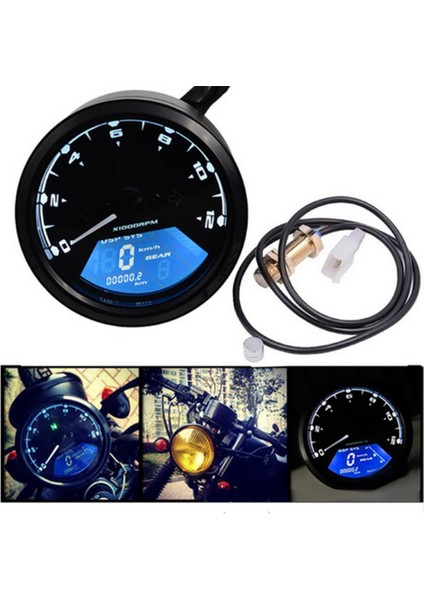 Motosiklet LCD Enstrüman Kilometre Sayacı Takometre Hız Göstergesi Dijital LCD Yağ Göstergesi Indüksiyon Sensörü ile (Yurt Dışından) fiyatları