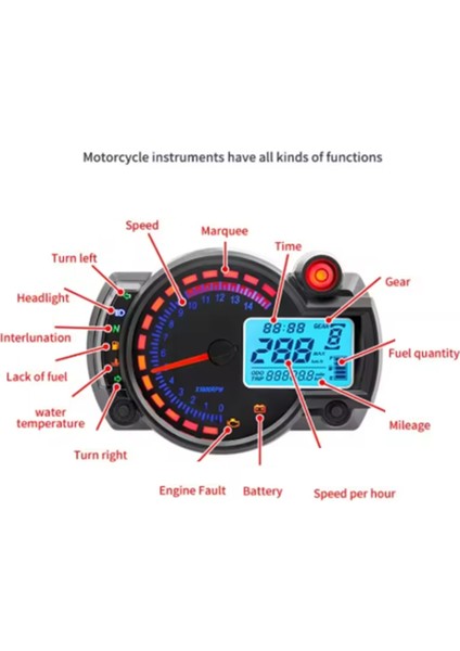 Otosiklet Modifikasyon Aksesuarları Motosiklet Evrensel Alet Su Geçirmez LCD Dijital Kilometre Sayacı Hız Göstergesi 1set (Yurt Dışından) fırsatları