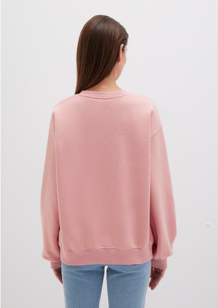 Bisiklet Yaka Pembe Basic Sweatshirt 1610198-91003 fırsatları