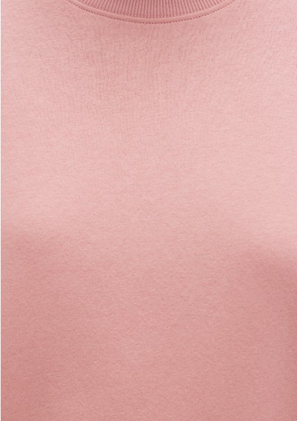 Bisiklet Yaka Pembe Basic Sweatshirt 1610198-91003