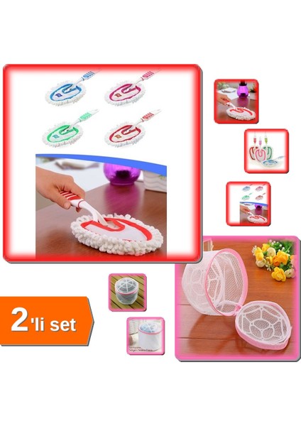 Mikrofiber Duster Toz Alıcı Softon + Tam Korumalı Sütyen Yıkama Filesi - 2li Set JF4B9