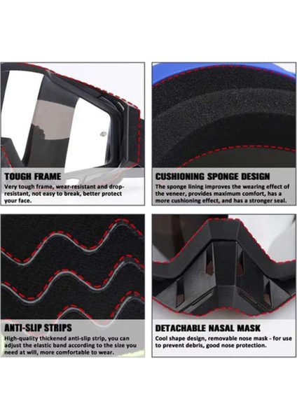 Motokros Gözlük Açık Sürme Kum Geçirmez Rüzgar Geçirmez Güneş Gözlüğü Sürme Gözlük Ayarlanabilir Elastik Bant ile (Yurt Dışından) indirimleri