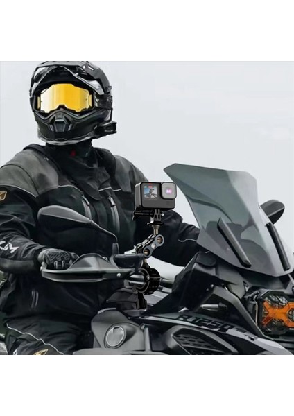 Motosiklet Bisiklet Braketi Çift Topu Kafa Sihirli Kol Gopro 12 Eylem Kamera Aksesuarları (Yurt Dışından) modelleri