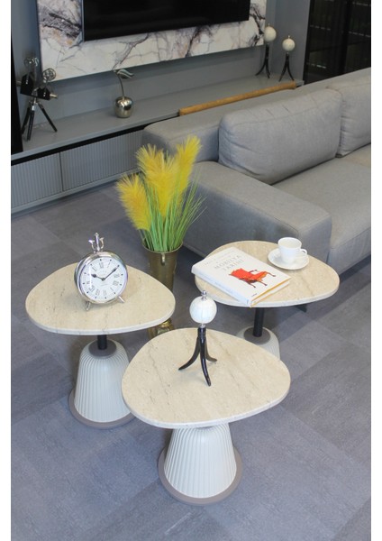 Torino Zigon Sehpa Traverten Mdf - Zigon Sehpa 3'lü fiyatları