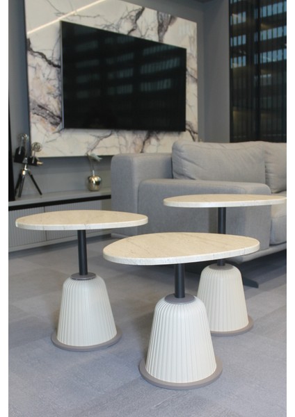 Torino Zigon Sehpa Traverten Mdf - Zigon Sehpa 3'lü fırsatları