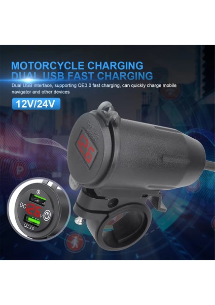 Binici Gidon Raf Araba Şarjı Çift USB Araba Şarjı Soket Hızlı Şarj Qc3. 0 Motosiklet Şarj Cihazı Voltaj Göstergesi ile C (Yurt Dışından) modelleri