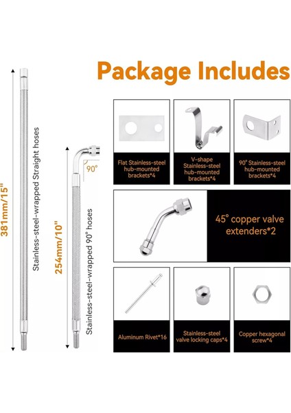 Çoğu Araba Için 16 Inç Ila 19-1/2 Inç Çift Tekerlek Lastik Vana Uzatma Için Dually Vana Gövdesi Uzatma Takımı (Yurt Dışından) modelleri