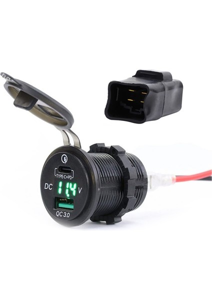 Motosiklet USB Şarj Aleti Voltaj Göstergesi ile USB + Tip-C Bağlantı Noktası Soketi Kawasaki Ninja 400 650 Için Versys 650 Aksesuarları (Yurt Dışından)