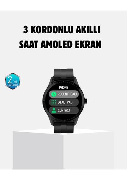 3 Kordonlu Amoled Akıllı Saat – Sağlık Takipli - N622J614-M75622