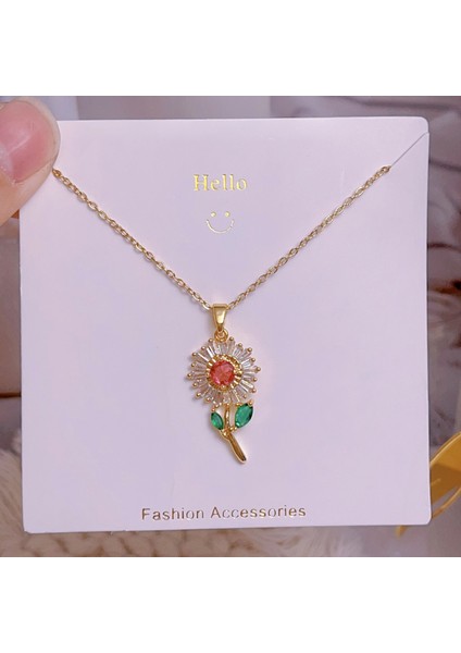 Yeni Bakır Kaplama Mikro-Set Zirkon Metin Tasarımı Moda Basit ve Çok Yönlü Kolye Ucu Kolye (Yurt Dışından)